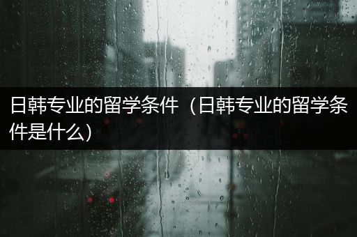 日韩专业的留学条件（日韩专业的留学条件是什么）