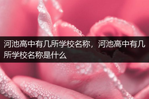 河池高中有几所学校名称，河池高中有几所学校名称是什么